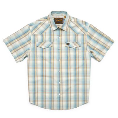 Howler Brothers H Bar B Short Sleeve Snapshirt for Men Isley Plaid : Seafoam #color_isley-plaid-seafoam