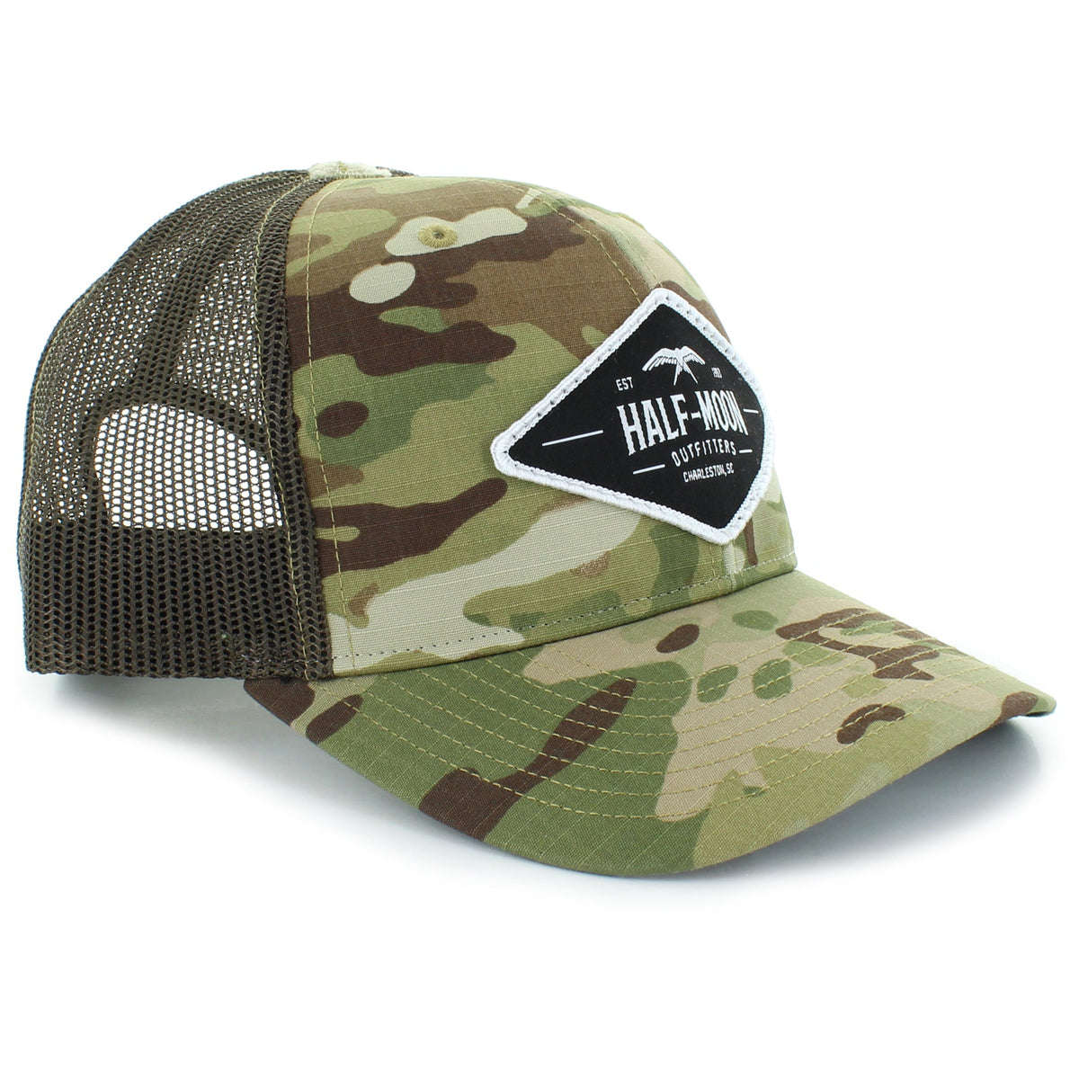 Half-Moon Outfitters Diamond Bird Multicam Camo Navy Patch Trucker Hat