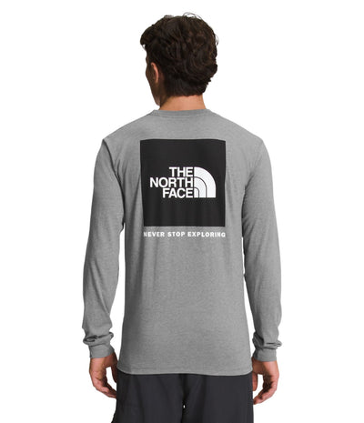 The North Face Long-Sleeve Box NSE Tee for Men (Past Season) TNF Medium Grey Heather / TNF Black 