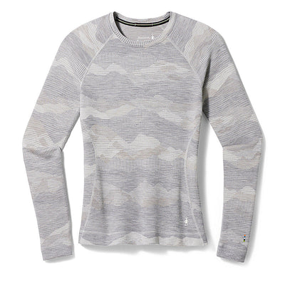 Smartwool Classic Thermal Merino Base Layer Crew for Women Light Gray Mountain Scape #color_light-gray-mountain-scape