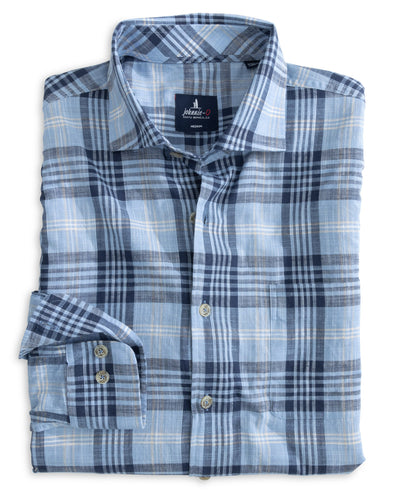 Johnnie-O Micke Button Up Shirt for Men Laguna Blue