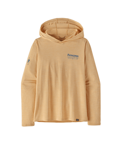 Patagonia Capilene Cool Daily Graphic Hoody for Women Water People Banner: Sandy Melon X-Dye