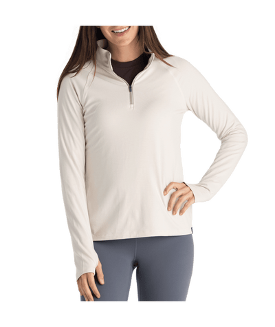Free Fly Bamboo Flex Quarter Zip Pullover for Women Stone #color_stone