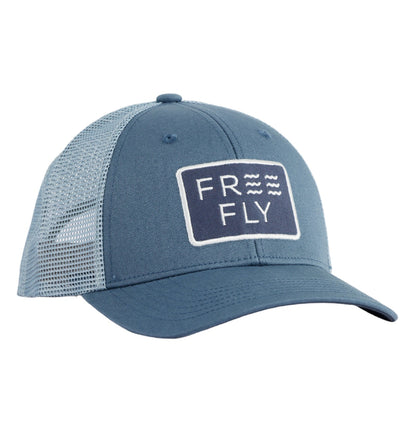 Free Fly Apparel Wave Trucker Hat for Youth Slate Blue #color_slate-blue