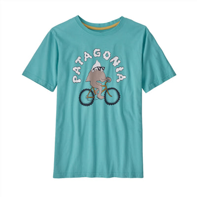 Patagonia Regenerative Organic Certification Cotton Graphic T-Shirt for Boys (Past Season) Summit Cycler/Iggy Blue