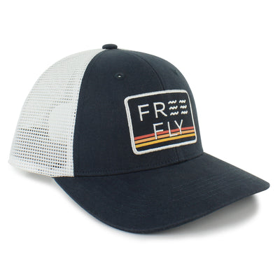 Free Fly Apparel Free Fly x Half-Moon Outfitters 30th Anniversary Wave Snapback Hat HMO Anniversary Stripe-Deep Navy #color_hmo-anniversary-stripe-deep-navy