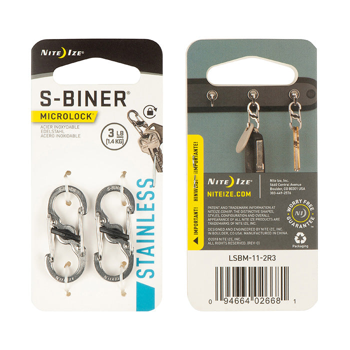 S-Biner Carabiner - Stainless Steel - Twist Lock - 4 Pack - 1.4 Length Key  Ring