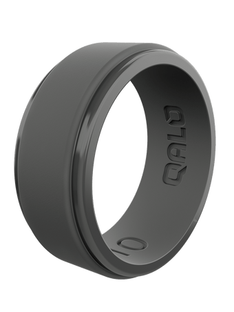 Qalo Polished Step Edge Silicone Ring for Men Charcoal