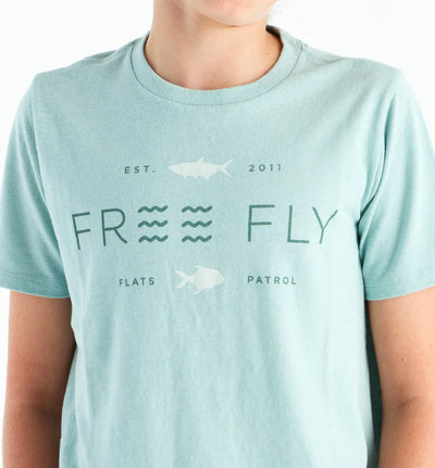 Free Fly Apparel Tropic Hangout Tee for Youth Heather Ocean Mist