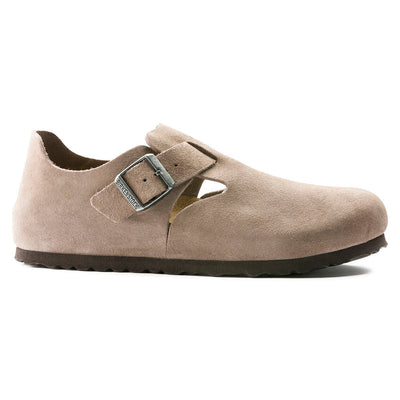 Birkenstock London Suede Leather Clogs for Women (Narrow) Taupe Suede