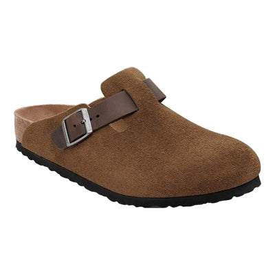Birkenstock Boston Mixed Leather Clogs for Men Dark Tea