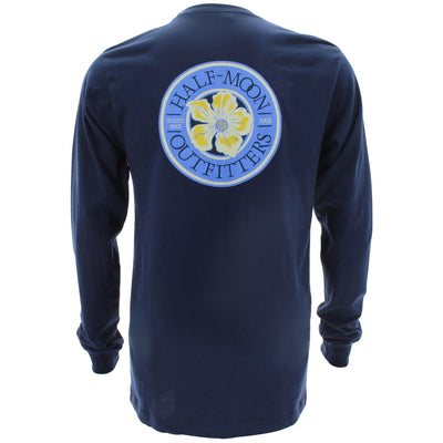 Half-Moon Outfitters Flower Logo Long Sleeve T-Shirt Navy