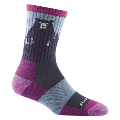 Darn Tough Bear Town Micro Crew Light Cushion Socks for Women Purple #color_purple