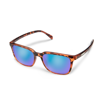 Suncloud Optics Boundary Sunglasses Matte Tortoise + Polarized Blue Mirror Lens