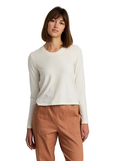 Free Fly Apparel Ribbed Bamboo Long Sleeve for Women Sea Salt