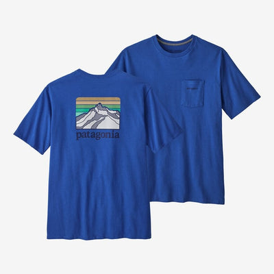 Patagonia Line Logo Ridge Pocket Responsibili-Tee for Men (Past Season) Bayou Blue w/Sound Blue