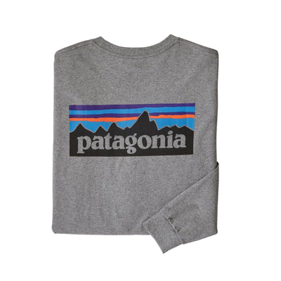 Patagonia Long-Sleeved P-6 Logo Responsibili-Tee for Men (Past Season) Gravel Heather