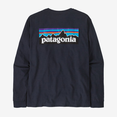 Patagonia Long-Sleeved P-6 Logo responsibili-Tee for Men New Navy
