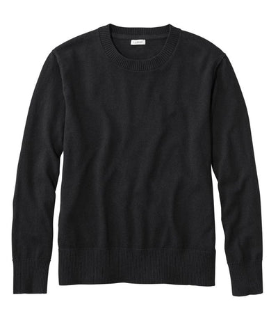 L.L.Bean Cotton Cashmere Crewneck Sweater for Women (Past Season) Classic Black 