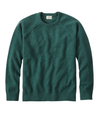 L.L.Bean Wicked Soft Cotton/Cashmere Crewneck Sweater for Men Black Forest Green