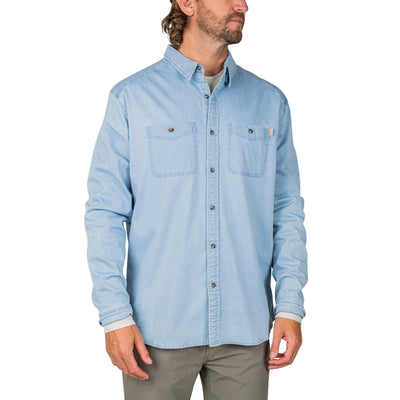 Marsh Wear Long Sleeve Delray Denim Shirt for Men Light Denim