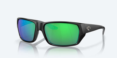 Costa Del Mar Tailfin Sunglasses Matte Black Green Mirror 580P #color_matte-black-green-mirror-580p