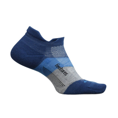 Feetures Elite Max Cushion No Show Tab Socks for Men (Past Season) Buckle Up Blue