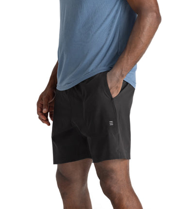 Free Fly Apparel Bamboo Lined Active Breeze Short for Men - 7" Black #color_black