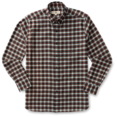 Duck Head Cotton Flannel Sport Shirt Rosemont Plaid for Men Burnt Russet