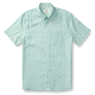 Duck Head Linen Cotton Oxford Sport SS Shirt for Men Marine Blue