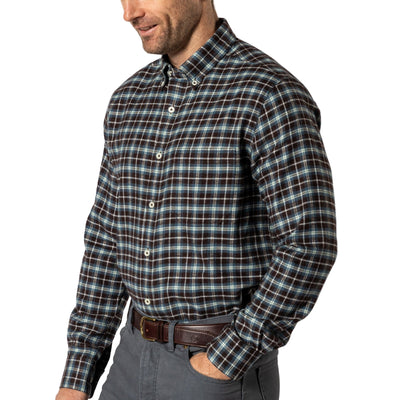 Duck Head Cotton Flannel Sport Shirt for Men Calvin Plaid