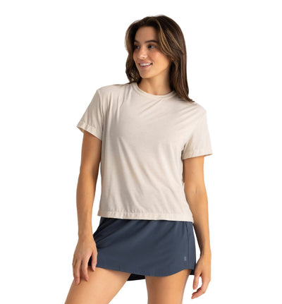 Free Fly Apparel Elevate Lightweight Tee for Women Heather Birch #color_heather-birch