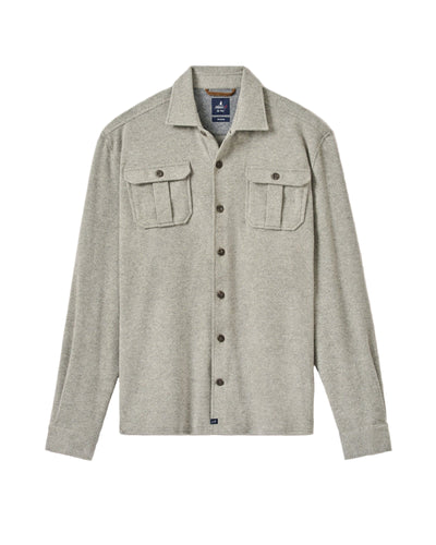 Johnnie-O Carl Stretch Knit Flannel Lodge Shirt for Men Light Gray