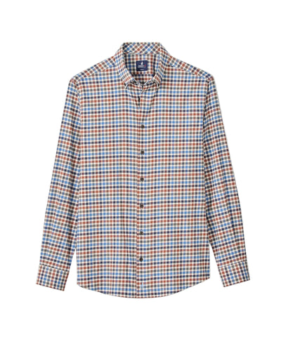 Johnnie-O Krause Performance Flannel Button Down Shirt for Men Harvest