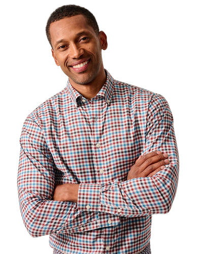 Johnnie-O Hartwick Featherweight Performance Button Down Shirt for Men Malibu Red