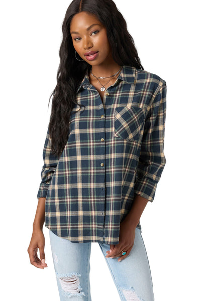 O'Neill Logan Flannel Long Sleeve Top for Women Slate