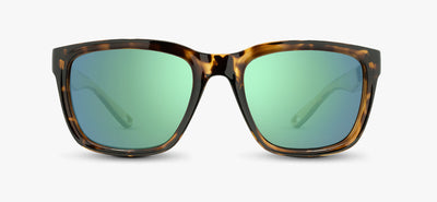 Nectar Folly Glossy Sunglasses Brown Tortoise Frame - Green Mirror Lens