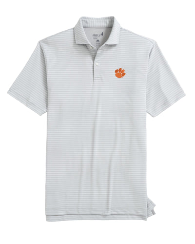 Johnnie-O Beau Striped Polo Shirt for Men Clemson Seal Grey