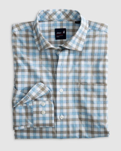 Johnnie-O McArthur Performance Button Up Shirt for Men Cabana