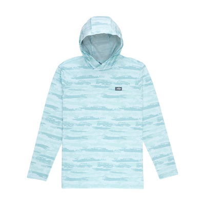 Aftco Ocean Bound Hooded Performance Shirt Mint Shoreline Camo #color_mint-shoreline-camo
