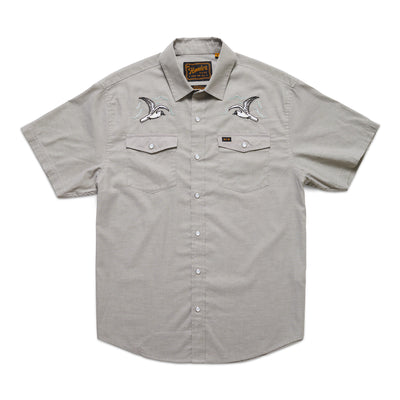 Howler Brothers H Bar B Short Sleeve Snapshirt for Men Seagulls : Grey Oxford
