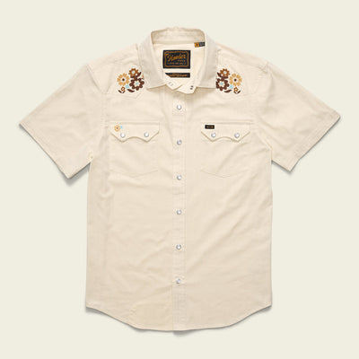 Howler Brothers Crosscut Deluxe Shortsleeve Shirt for Men Flower Power : Off White Dobby
