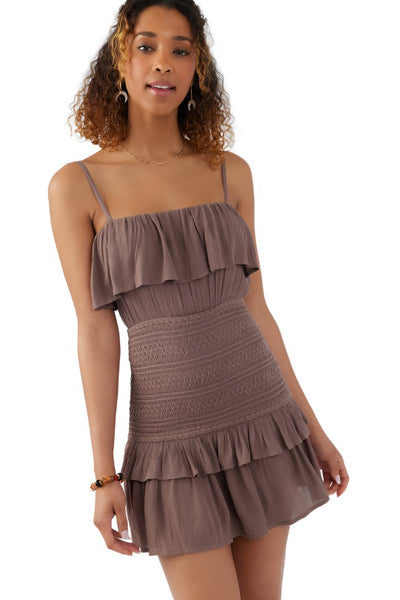 O'Neill Constance Smocked Dress for Women Deep Taupe