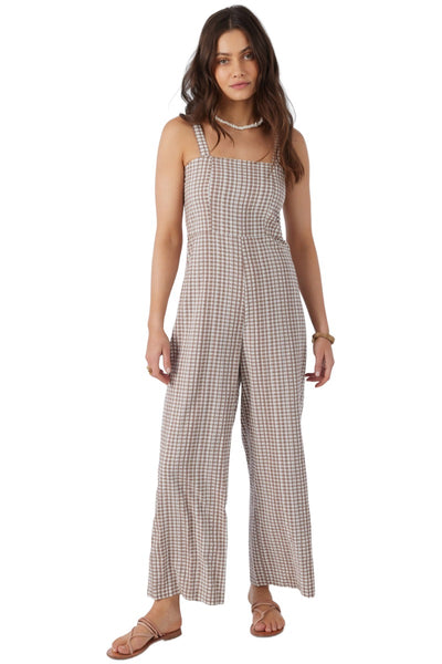O'Neill Clarice Cece Gingham Jumpsuit for Women Deep Taupe