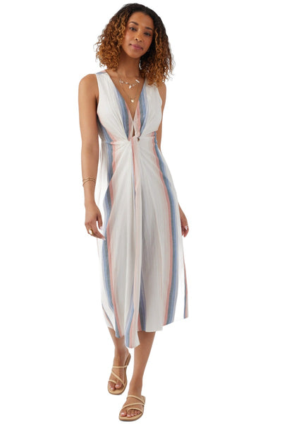 O'Neill Flint Sundown Stripe Midi Dress for Women Winter White
