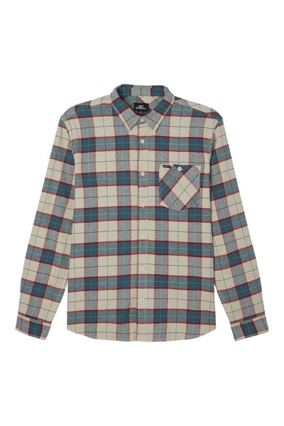 O'Neill Redmond Plaid Stretch Flannel Shirt for Men (Past Season) Light Khaki 