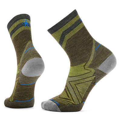 Smartwool Run Zero Cushion Mid Crew Pattern Socks for Men Military Olive 
