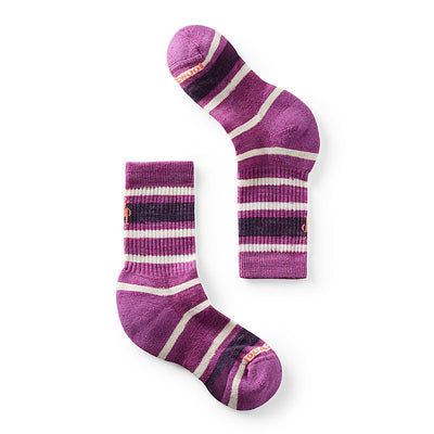 Smartwool Hike Light Cushion Striped Crew Socks for Kids Meadow Mauve #color_meadow-mauve