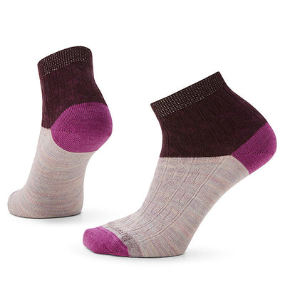 Everyday Cable Ankle Socks for Women Bordeaux #color_bordeaux