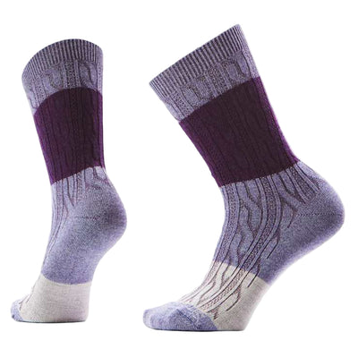 Smartwool Everyday Color Block Cable Zero Cushion Crew Socks for Men Chalk Violet